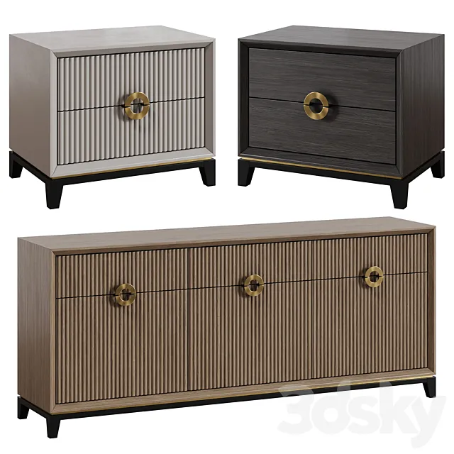 Chest of drawers and bedside table in Art Deco style 11 3ds Max