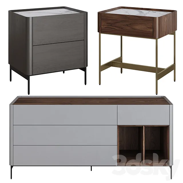 Chest of drawers and bedside table Si-Lounge Iris by Furman 3ds Max