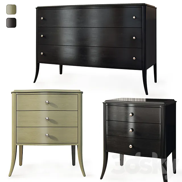 Chest of drawers and bedside table Tiffany from Pinskdrev. Dresser nightstand 3DS Max Model