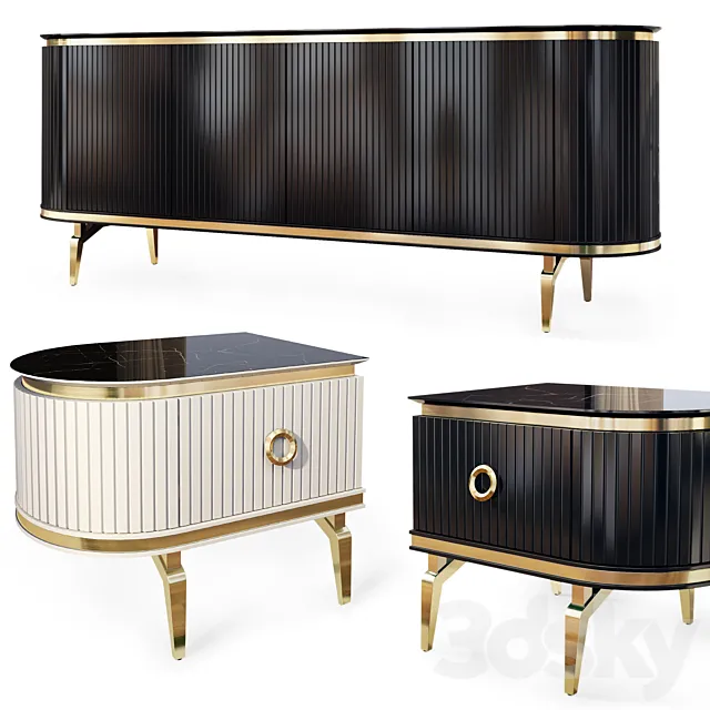 Chest of drawers and bedside tables Art Deco Nest. Nightstand sideboard by Medusa Home 3ds Max