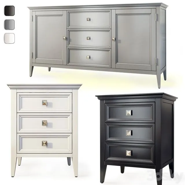 Chest of drawers and bedside tables Brooklyn. Sideboard nightstand by MebelMoscow 3dsMax Model