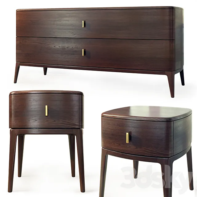 Chest of drawers and bedside tables Indigo. Dresser nightstand by Philipp Selva 3ds Max