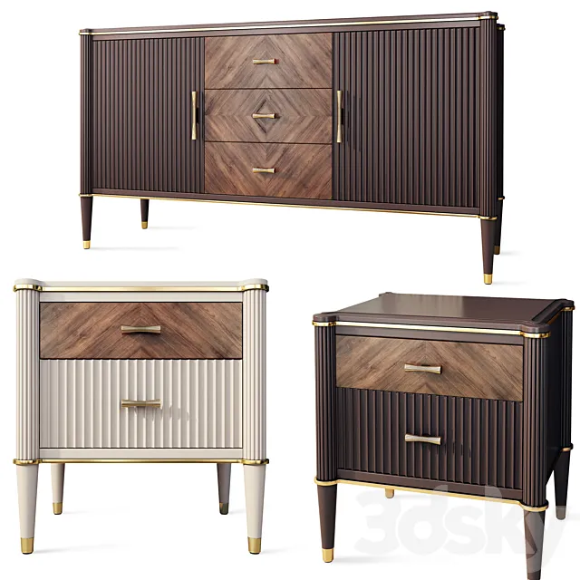 Chest of drawers and bedside tables Venice. Nightstand sideboard by Classico Italiano 3DS Max Model