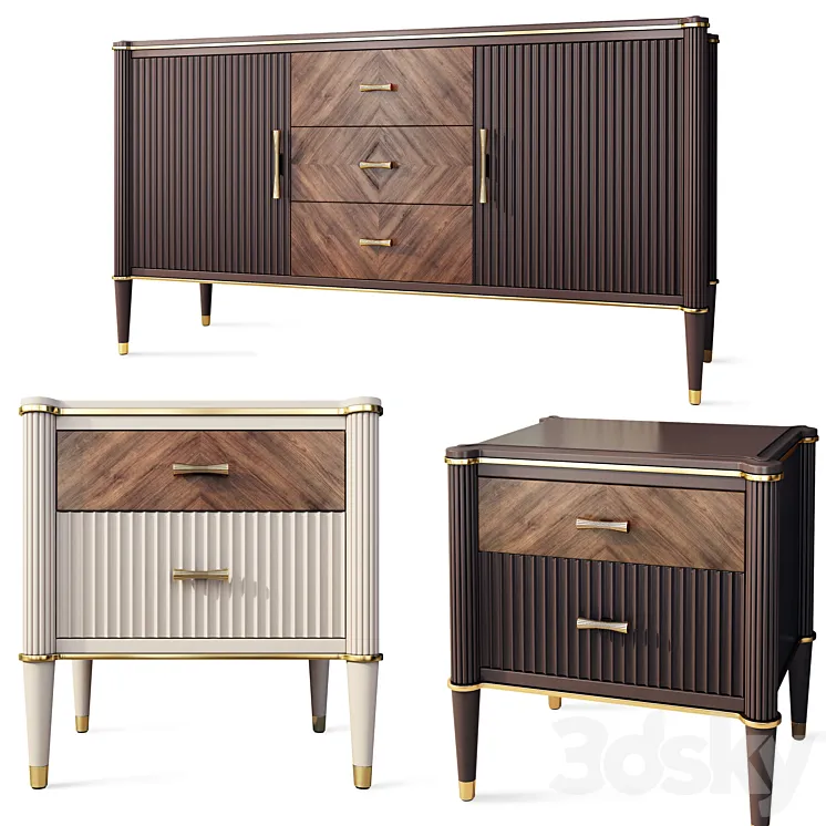 Chest of drawers and bedside tables Venice. Nightstand sideboard by Classico Italiano 3DS Max