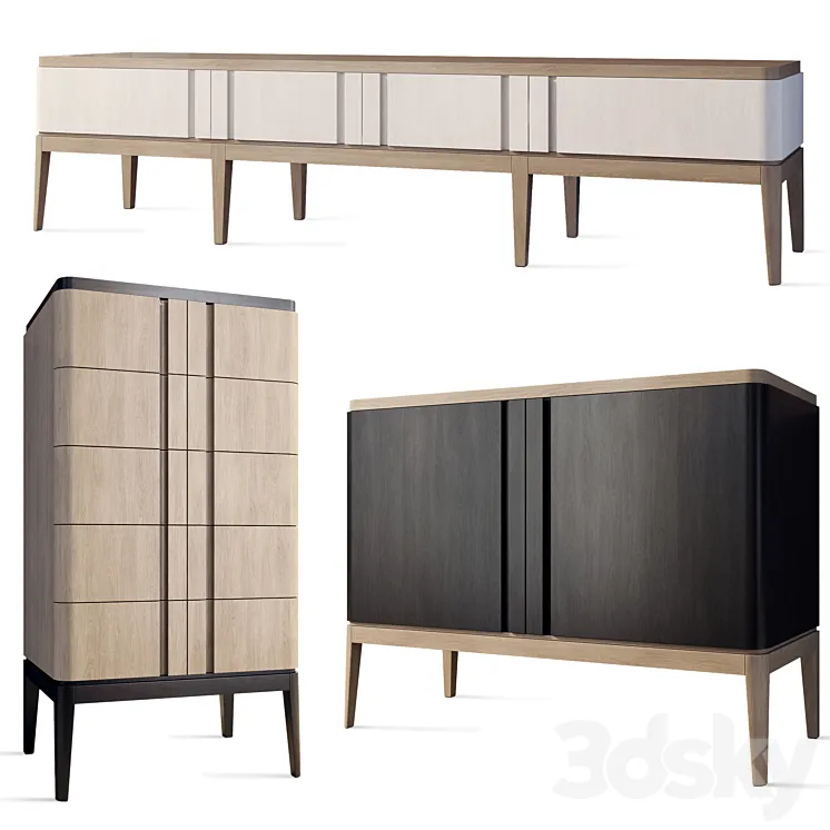 Chest of drawers and TV cabinet line Ellipse Furniture 3DS Max
