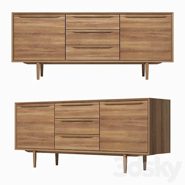 Chest of drawers Bruni with three drawers and doors 180 * 75 * 45 cm 3DS Max Model