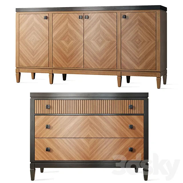 Chest of drawers buffet Foxtrot Siver Dresser sideboard 3ds Max