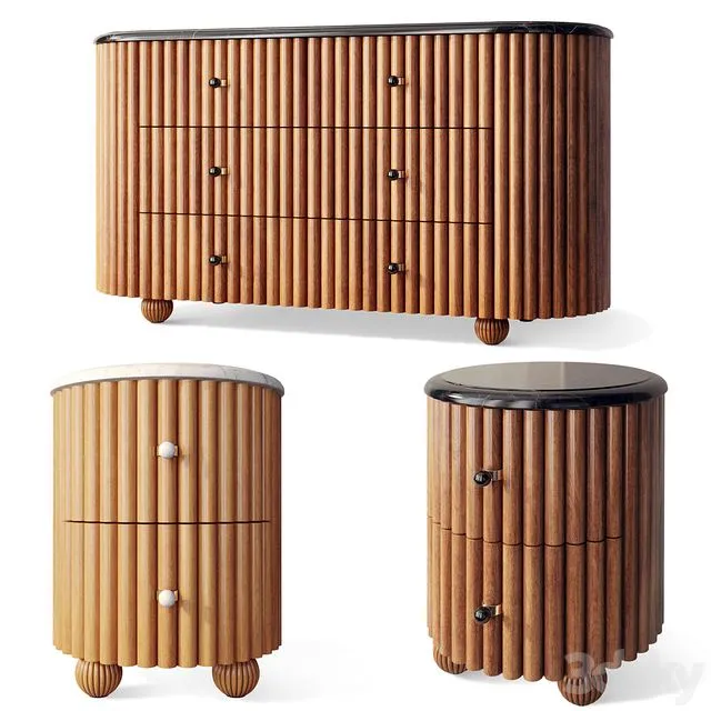 Chest of drawers oval bedside table Carlisle Soho Home 3dsMax Model