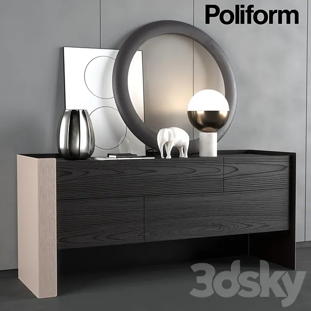 Chest of drawers Poliform Chloe night complements 3DSMax File
