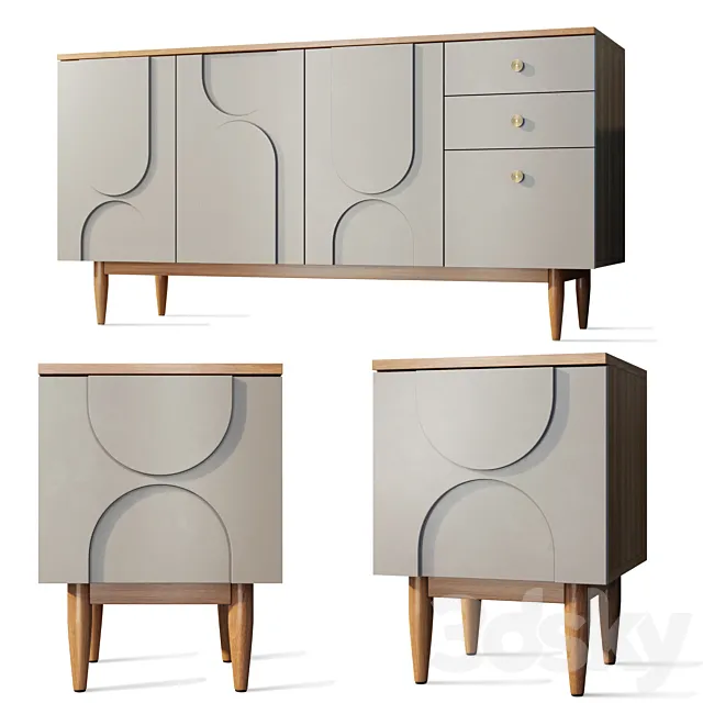 Chest of drawers sideboard bedside table Arka Etagerca Shelf 3ds Max