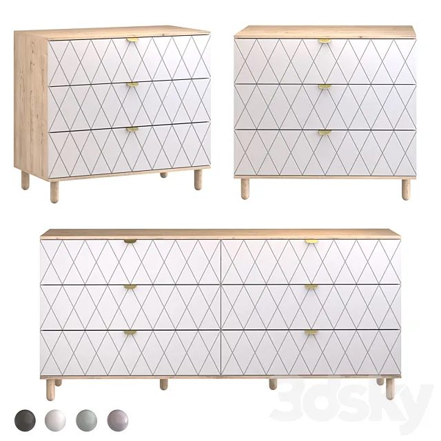 chest of drawers Tejons-3 Tejons-4 Diamond Lavanda Milk Menthol 3ds Max