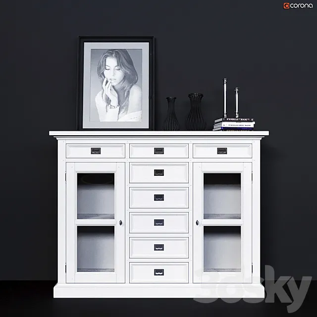 Chest of drawers with glass doors Dantone Home Oxford 3ds Max
