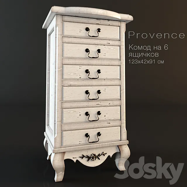 Chest-style Provence 6 drawers 3DSMax File