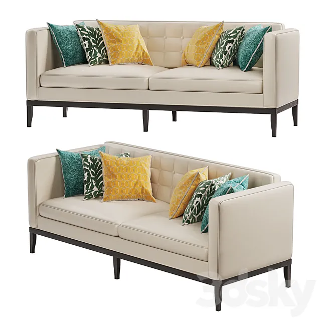 Chesterfield Sleeper Sofa Modern Gray Leather Old School S 3ds Max