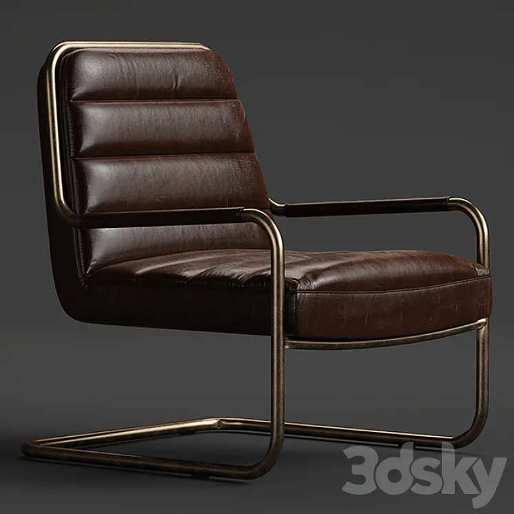 chestnut faux leather lounge chair 3DS Max