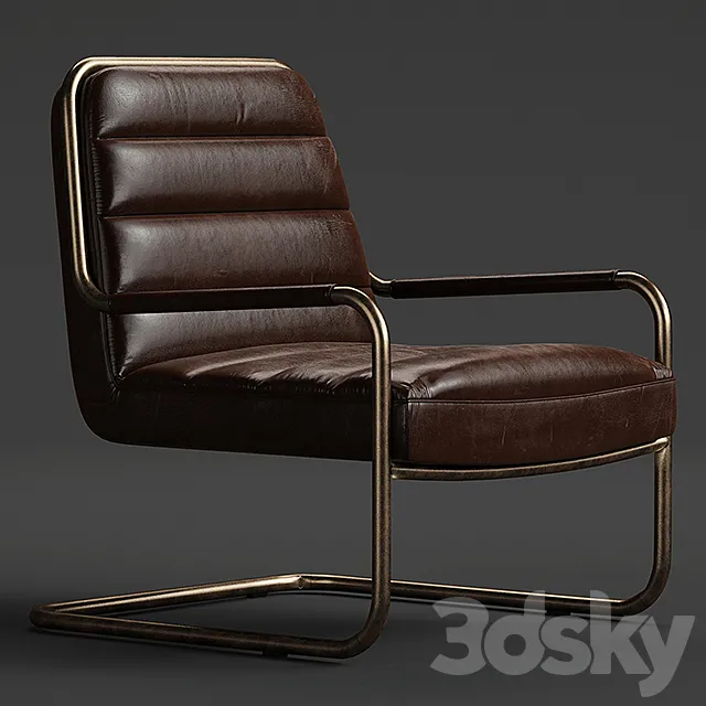 chestnut faux leather lounge chair 3DSMax File