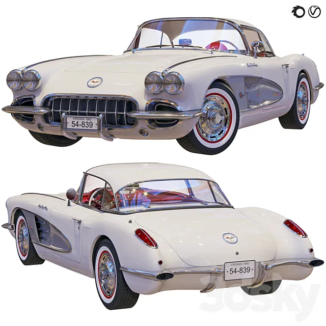 Chevrolet Corvette Coupe 1960 with a roof 3DS Max Model