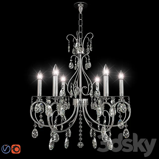 Chic Nouveau 6 Light Chandelier 3DS Max Model