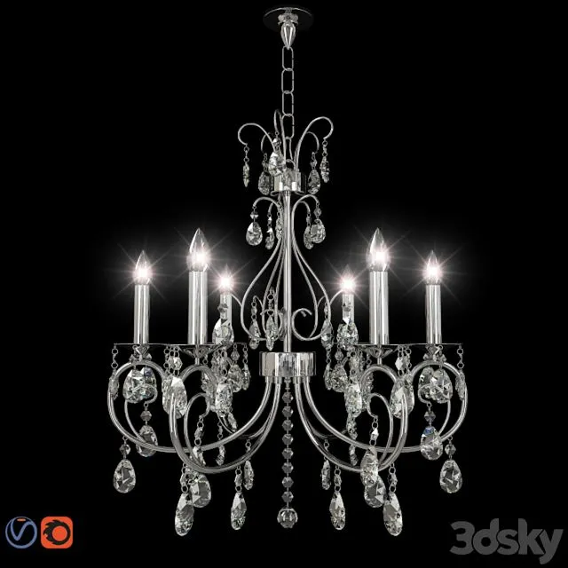Chic Nouveau 6 Light Chandelier 3dsMax Model