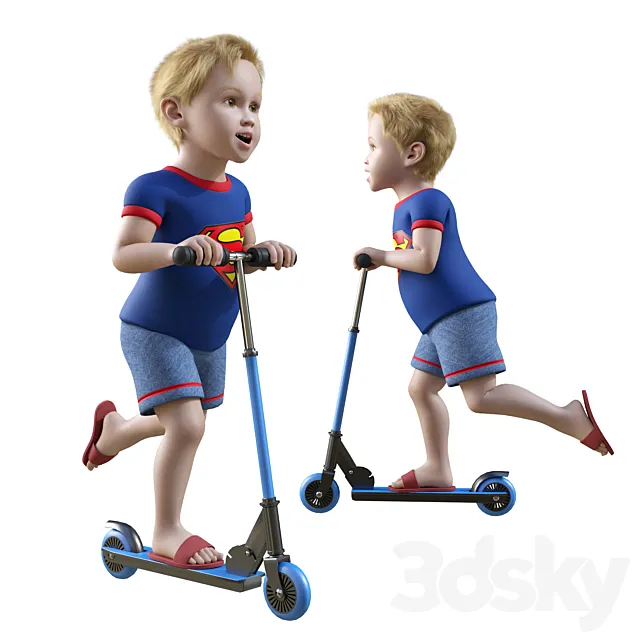 Child on scooter 3DS Max Model