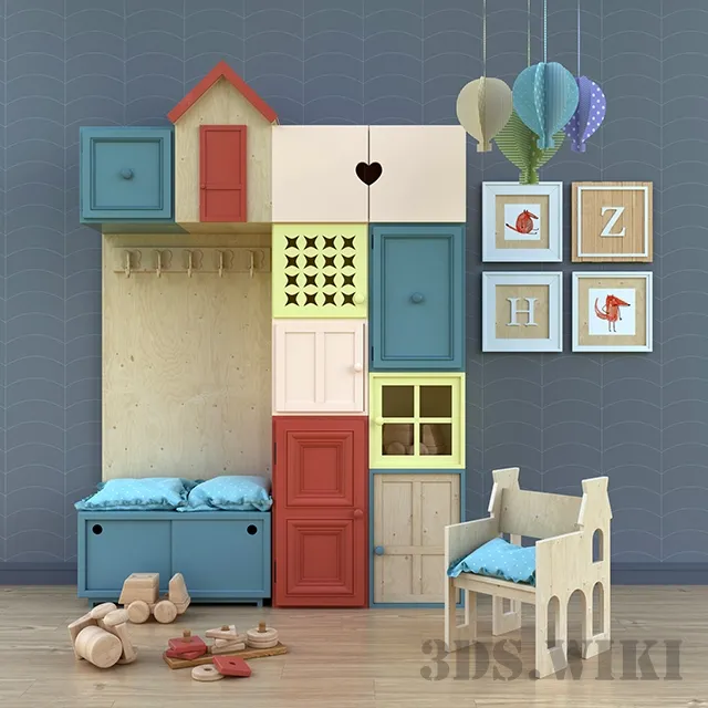 child-room – A set of furniture and decor for a children’s room 3ds Max