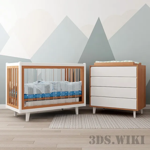 child-room – Baby cot changing chest of drawers 3ds Max