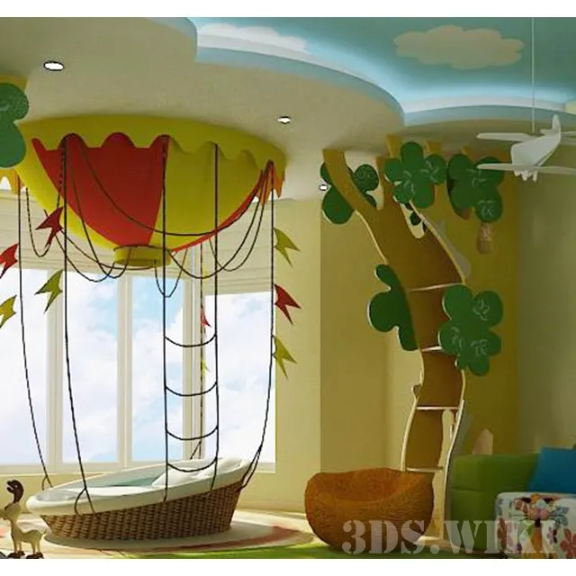 child-room – Bed – balloon for children 3ds Max