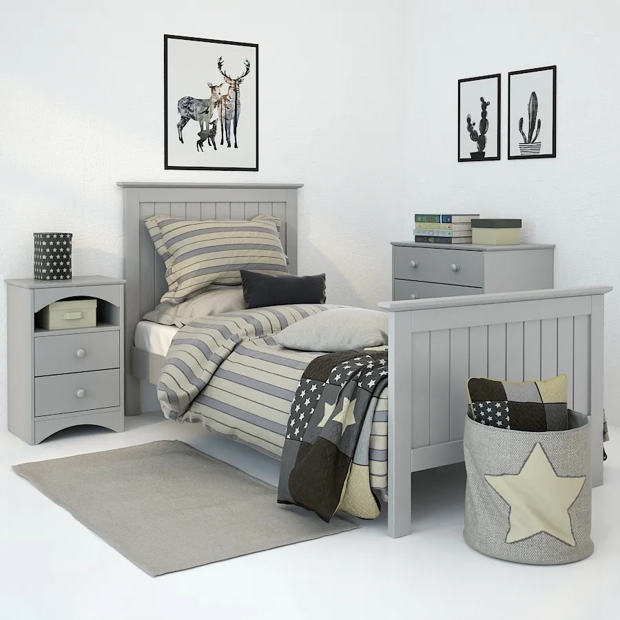 child-room – Bed Barney Grey 01 3ds Max