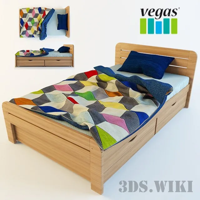 child-room – Bed with mattress Vegas 3ds Max