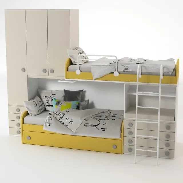 child-room – Bunk Yellow Bed 3ds Max