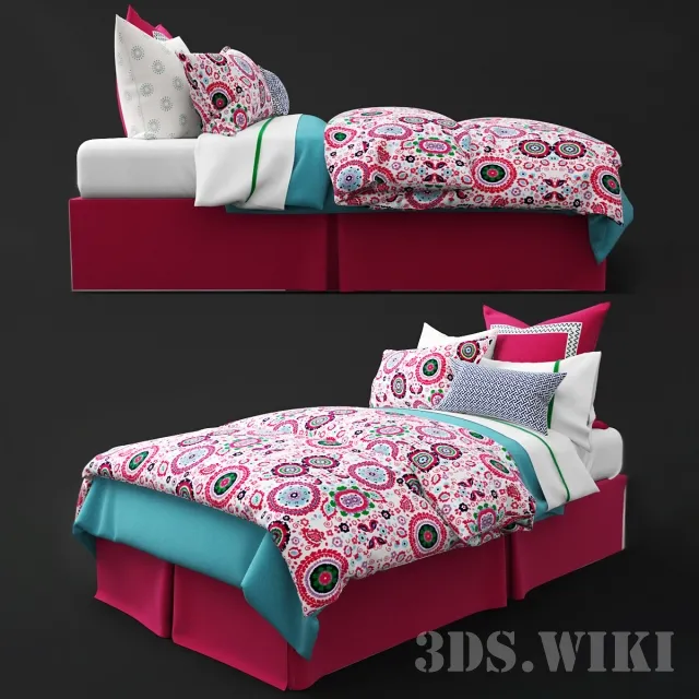 child-room – Children’s Bed with Bright Linen 3ds Max