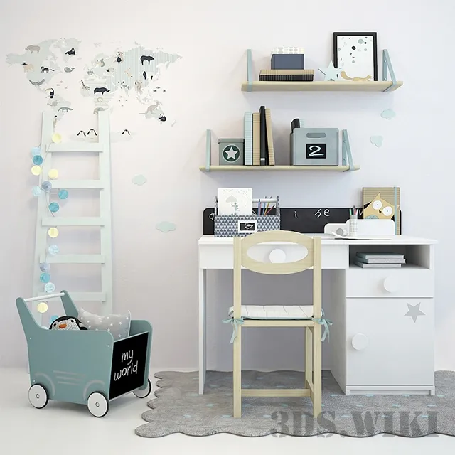 child-room – Children’s desk chair and decor 3ds Max