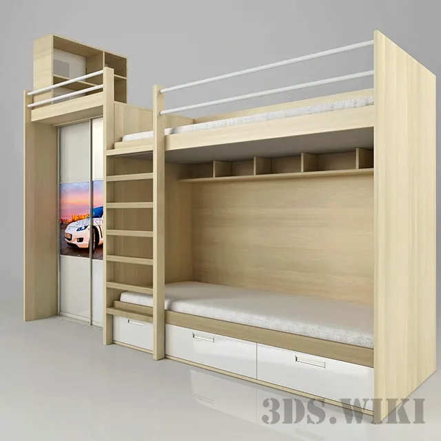 child-room – Children’s two-story bed Bunk Bed 3ds Max