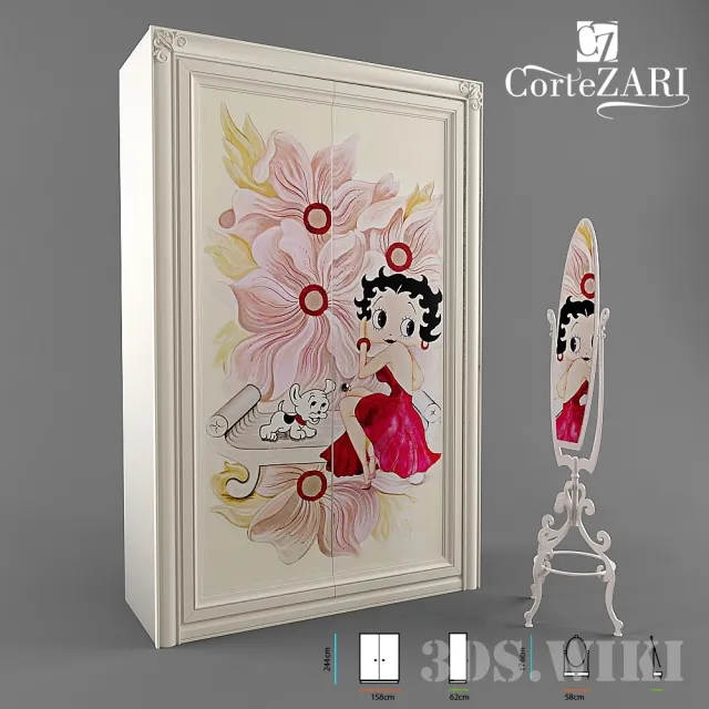 child-room – Children’s wardrobe and mirror for girls – CorteZari 3ds Max
