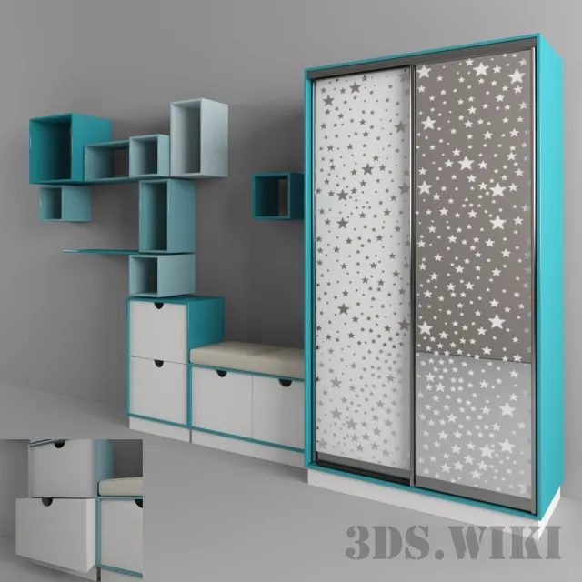 child-room – Contemporary shelves and cabinets 3ds Max