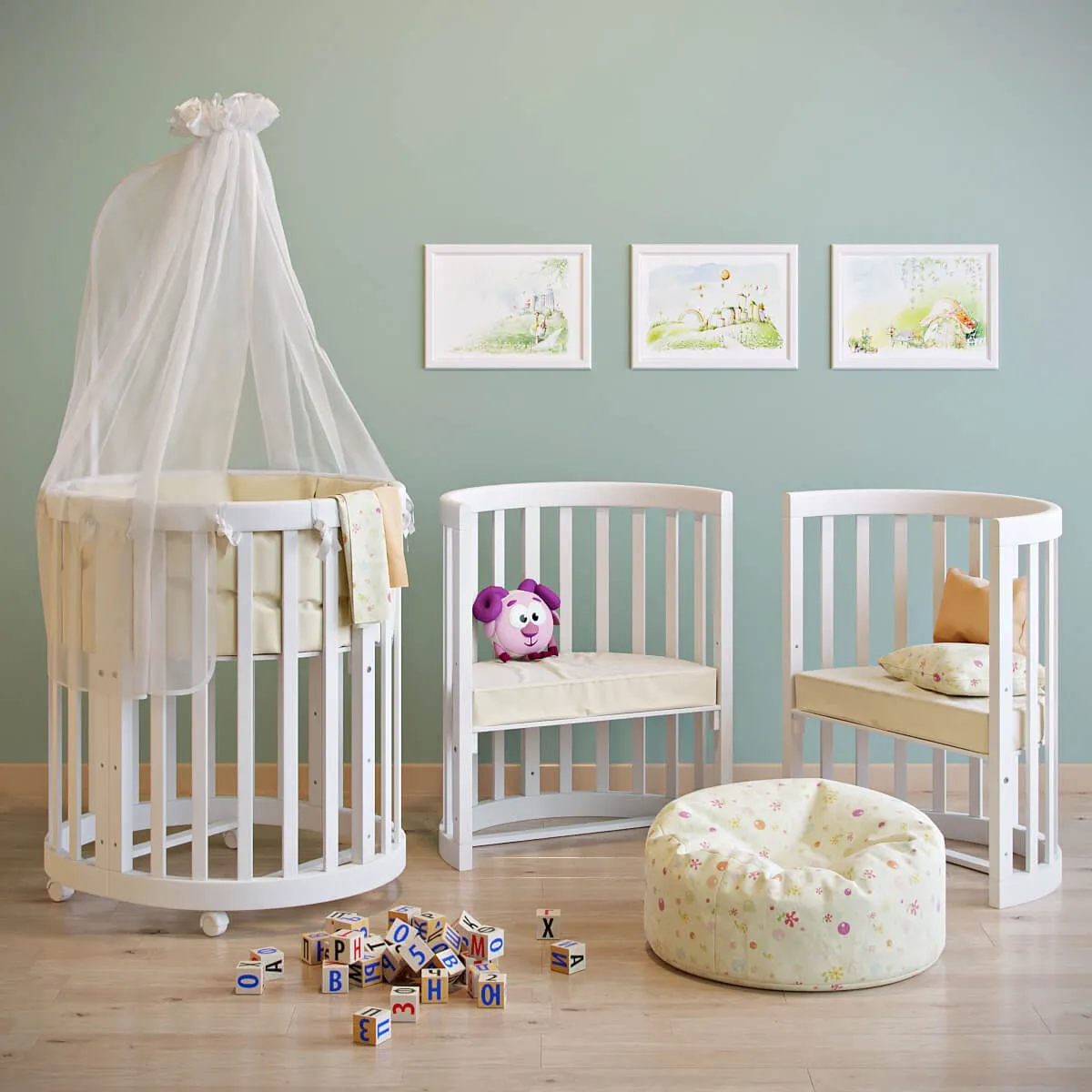 child-room – Cradle and chair 01 3ds Max