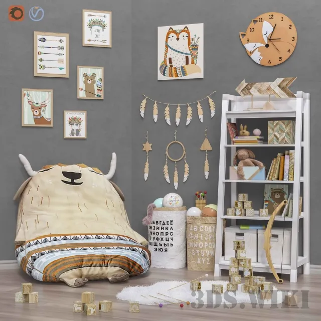 child-room – игрушек и мебели 3ds Max