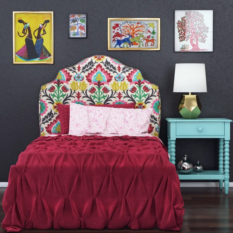 child-room – Landofnod Twin Arched Upholstered Headboard (Pattern – Desert Flower) 3ds Max