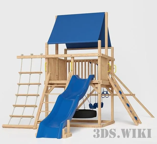 child-room – Playground with a blue slide 3ds Max