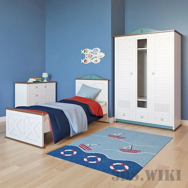 child-room – Sailing teen furniture set 3ds Max