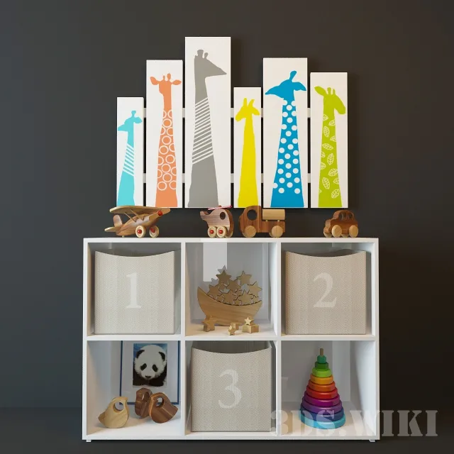 child-room – Set of wooden toys 3ds Max