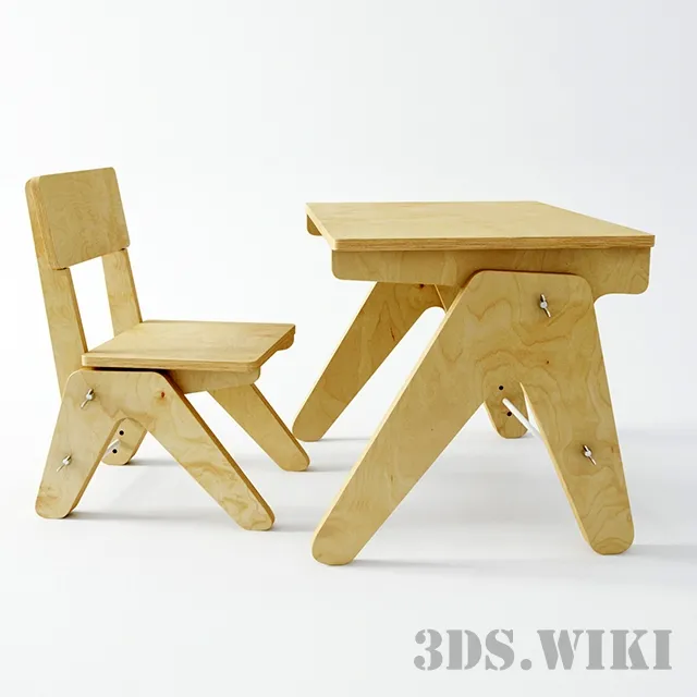 child-room – Table and chair for children 3ds Max
