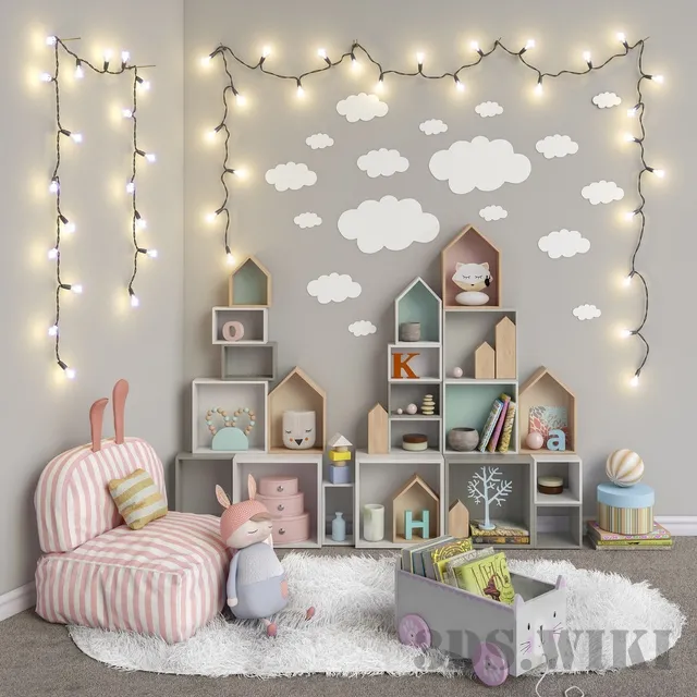 child-room – Toys garland striped chair 3ds Max