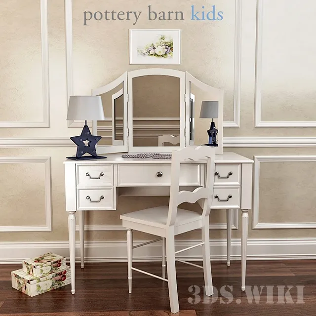 child-room – Vanity Hutch Dressing Table and Mirror – Pottery Barn 3ds Max