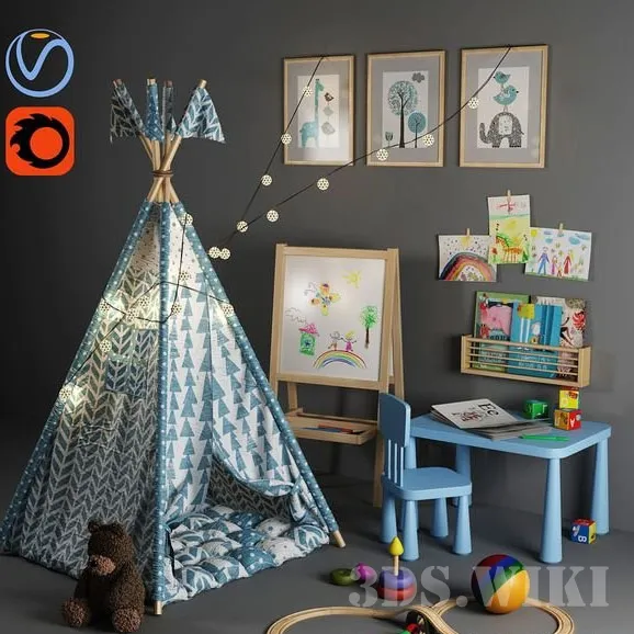 child-room – Vigvam and IKEA furniture 3ds Max
