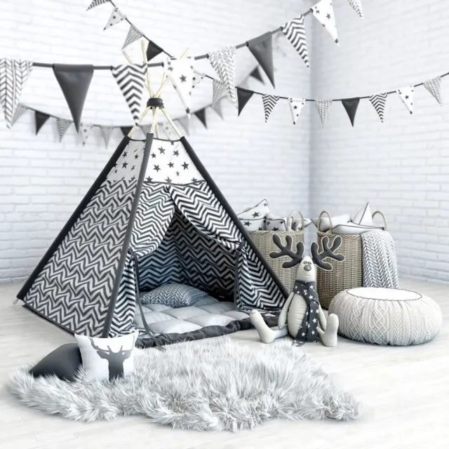 child-room – Wigwam with a mattress 3ds Max