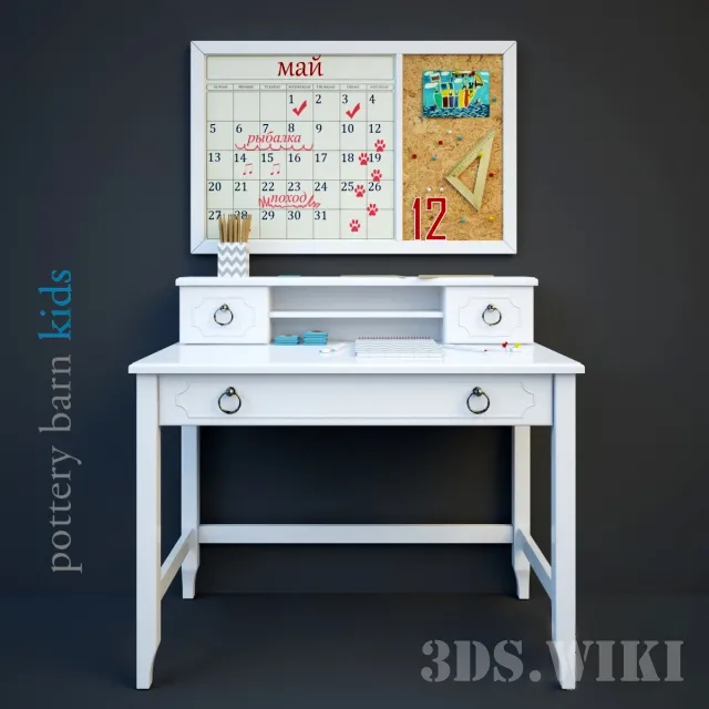 child-room – Writing desk by Ava Regency Pottery Barn 3ds Max