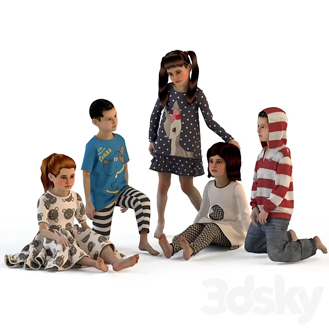 Children (3 girls. 2 boys) 3DSMax File