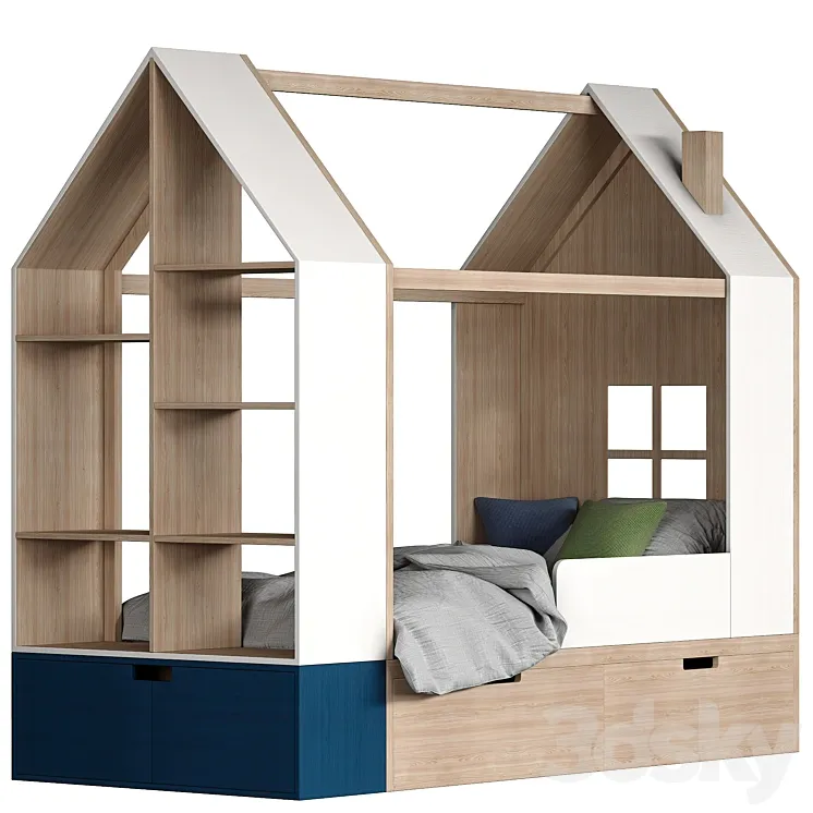 Children bed House with a rack 3DS Max