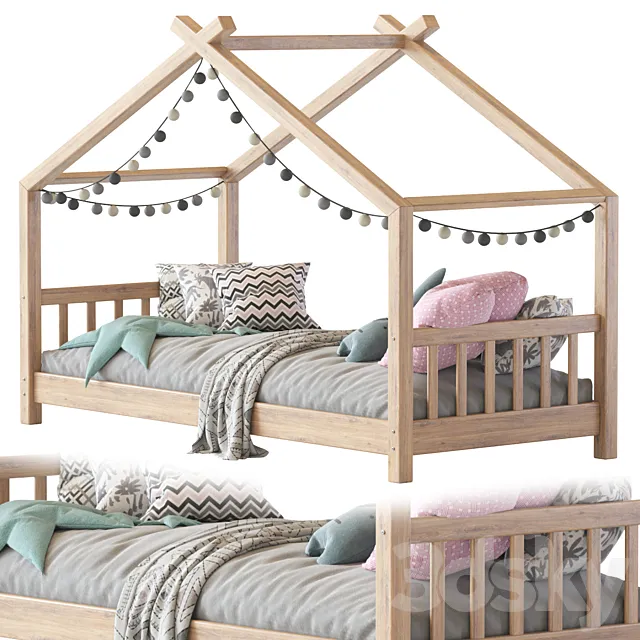 Children bed wood house 3DS Max Model